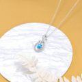 wholesale 925 Sterling Silver Rope Design Teardrop Turquoise Pendant Necklace for Women (30cm)-0-4