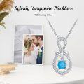 wholesale 925 Sterling Silver Rope Design Teardrop Turquoise Pendant Necklace for Women (30cm)-0-5