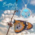 wholesale 925 Sterling Silver Turquoise Butterfly Pendant Necklace - Western Style Gemstone s for Her-0-5
