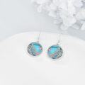 wholesale 925 Sterling Silver Metal Abalone Turquoise Moonstone Boho Dangle Earrings-0-3