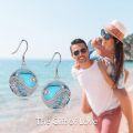 wholesale 925 Sterling Silver Metal Abalone Turquoise Moonstone Boho Dangle Earrings-0-5