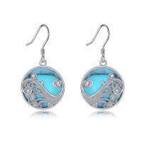 wholesale 925 Sterling Silver Metal Abalone Turquoise Moonstone Boho Dangle Earrings- Rhodium Plated