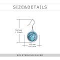 wholesale 925 Sterling Silver Round Blue Turquoise Stone Drop Dangle Hook Earrings for Women Vintage Boho Chic Gift Ideas-0-1