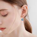 wholesale 925 Sterling Silver Round Blue Turquoise Stone Drop Dangle Hook Earrings for Women Vintage Boho Chic Gift Ideas-0-2