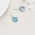 wholesale 925 Sterling Silver Round Blue Turquoise Stone Drop Dangle Hook Earrings for Women Vintage Boho Chic Gift Ideas-0-4