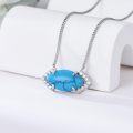 wholesale 925 Sterling Silver with Turquoise and Cubic Zirconia Accent Marquise Shape Pendant Necklace for Women-0-3