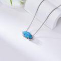 wholesale 925 Sterling Silver with Turquoise and Cubic Zirconia Accent Marquise Shape Pendant Necklace for Women-0-4