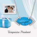 wholesale 925 Sterling Silver with Turquoise and Cubic Zirconia Accent Marquise Shape Pendant Necklace for Women-0-5