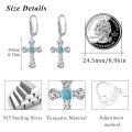 wholesale 925 Sterling Silver Turquoise Gothic Cross Dangle Earrings for Women Girls Wife Mom Religious -0-1