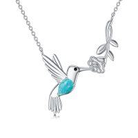 wholesale 925 Sterling Silver Turquoise Hummingbird Pendant Necklace for Women Gifts- Rhodium Plated