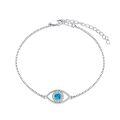 wholesale 925 Sterling Silver Blue Turquoise Evil Eye Charm Bracelet for Women - Adjustable Faith -0-0