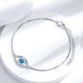 wholesale 925 Sterling Silver Blue Turquoise Evil Eye Charm Bracelet for Women - Adjustable Faith -0-3