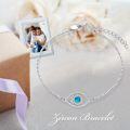 wholesale 925 Sterling Silver Blue Turquoise Evil Eye Charm Bracelet for Women - Adjustable Faith -0-5
