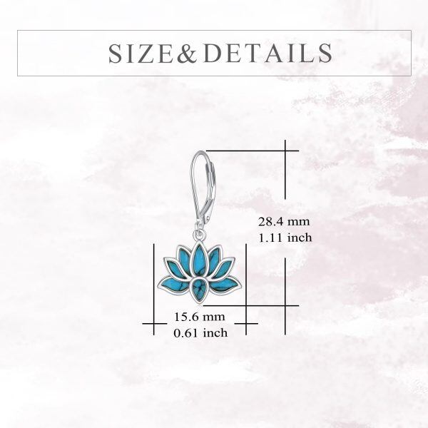 Sterling Silver Lotus Turquoise Dangle Earrings-1