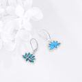 wholesale 925 Sterling Silver Turquoise Lotus Flower Dangle Drop Leverback Earrings Yoga Fashion s for Women and Girls-0-3