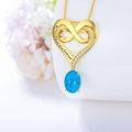 wholesale 925 Sterling Silver Plated Gold  Infinity Turquoise Heart Pendant Necklace with I love you forever Engraving - Mother's Day & Christmas Gifts for Her-0-5