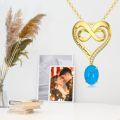 wholesale 925 Sterling Silver Plated Gold  Infinity Turquoise Heart Pendant Necklace with I love you forever Engraving - Mother's Day & Christmas Gifts for Her-0-6