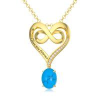 wholesale 925 Sterling Silver Plated Gold  Infinity Turquoise Heart Pendant Necklace with I love you forever Engraving - Mother's Day & Christmas Gifts for Her- Gold Plated