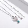 wholesale 925 Sterling Silver Round Blue Turquoise Celtic Knot Heart Necklace for Women-0-4