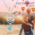 wholesale 925 Sterling Silver Round Blue Turquoise Celtic Knot Heart Necklace for Women-0-5