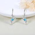 wholesale 925 Sterling Silver Heart-Shaped Turquoise Stone Dolphins Leverback Earrings for Women-0-3
