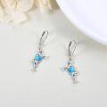 wholesale 925 Sterling Silver Heart-Shaped Turquoise Stone Dolphins Leverback Earrings for Women-0-4