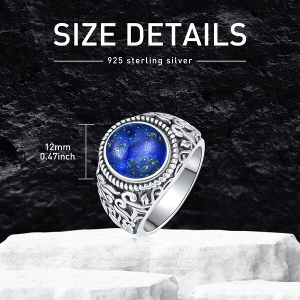 Sterling Silver Vintage Genuine Lapis Lazuli Rings-1