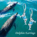 wholesale 925 Sterling Silver Heart-Shaped Turquoise Stone Dolphins Leverback Earrings for Women-0-5