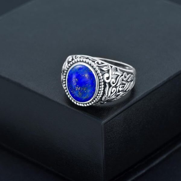 Sterling Silver Vintage Genuine Lapis Lazuli Rings-3