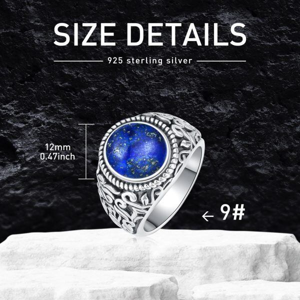 Sterling Silver Vintage Genuine Lapis Lazuli Rings-1