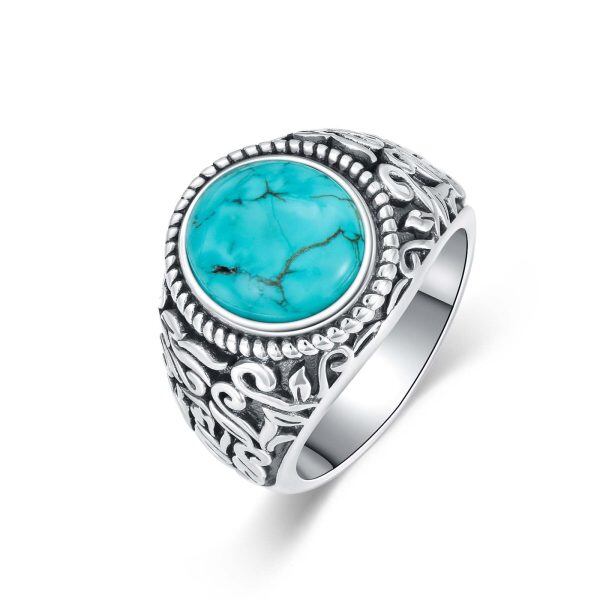 Sterling Silver Vintage Genuine Turquoise Rings-0