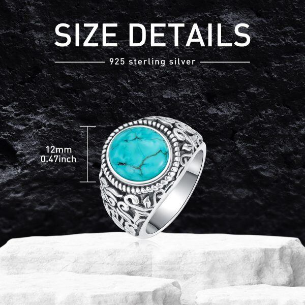 Sterling Silver Vintage Genuine Turquoise Rings-1