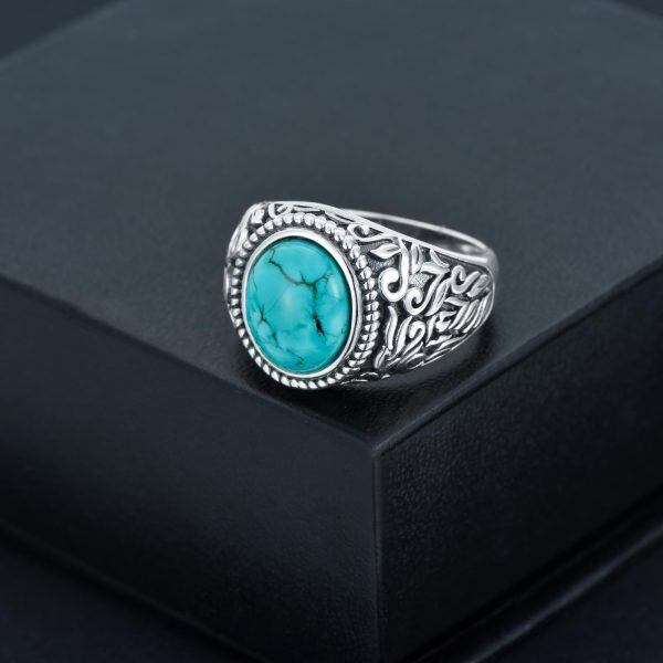 Sterling Silver Vintage Genuine Turquoise Rings-3