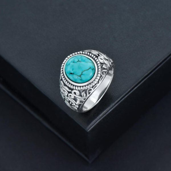 Sterling Silver Vintage Genuine Turquoise Rings-4