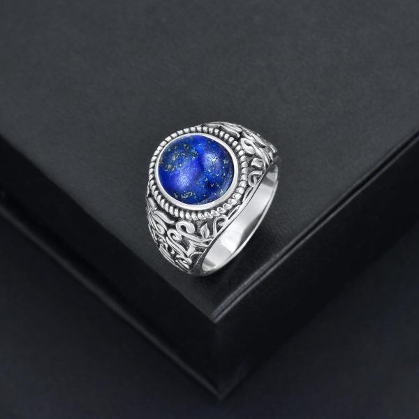 Sterling Silver Vintage Genuine Lapis Lazuli Rings-2