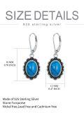 wholesale 925 Sterling Silver Oval Turquoise Leverback Drop Earrings Gift for Mom-0-1