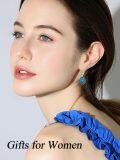 wholesale 925 Sterling Silver Oval Turquoise Leverback Drop Earrings Gift for Mom-0-2