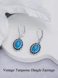 wholesale 925 Sterling Silver Oval Turquoise Leverback Drop Earrings Gift for Mom-0-3