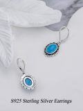 wholesale 925 Sterling Silver Oval Turquoise Leverback Drop Earrings Gift for Mom-0-4