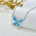 wholesale 925 Sterling Silver & Natural Turquoise Butterfly Pendant Necklace - Mothers Day Gift for Her-0-2