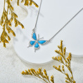 wholesale 925 Sterling Silver & Natural Turquoise Butterfly Pendant Necklace - Mothers Day Gift for Her-0-3