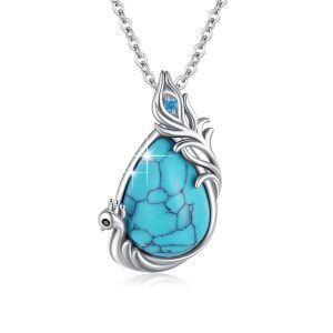 Sterling Silver Turquoise Peacock Pendant Necklace-0