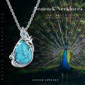 wholesale 925 Sterling Silver & Natural Turquoise Stone Peacock Pendant Necklace - Boho Chic s for Her-0-5