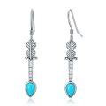 wholesale 925 Sterling Silver Arrowhead Genuine Turquoise Drop Earrings for Women - December Birthstone -0-0