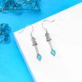 wholesale 925 Sterling Silver Arrowhead Genuine Turquoise Drop Earrings for Women - December Birthstone -0-4
