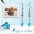 wholesale 925 Sterling Silver Arrowhead Genuine Turquoise Drop Earrings for Women - December Birthstone -0-5