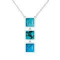 wholesale 925 Sterling Silver Square Turquoise Drop Pendant Necklace for Women - 3 Pendants (18+2)-0-0