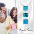 wholesale 925 Sterling Silver Square Turquoise Drop Pendant Necklace for Women - 3 Pendants (18+2)-0-5