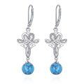 wholesale 925 Sterling Silver Blue Turquoise & Moonstone Celtic Knot Dangle Leverback Earrings for Women Mother's Day Gift-0-0