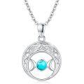wholesale 925 Sterling Silver Turquoise Celtic Triple Moon Goddess Pendant Necklace for Women and Girls-0-0